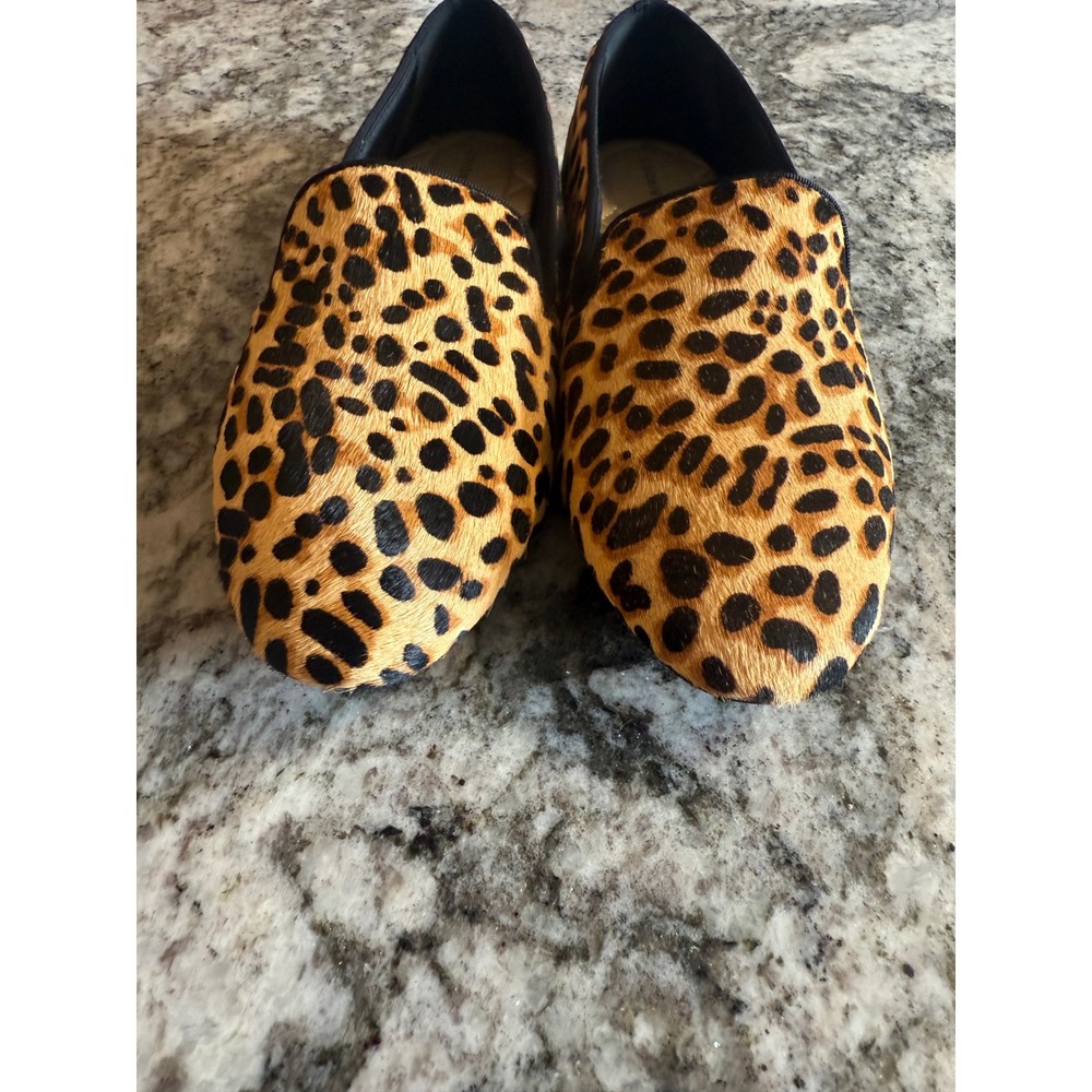 Birdies The Starling Leopard Calf Hair Loafers Womens 8 Smoking Slipper Flat - Picture 2 of 9